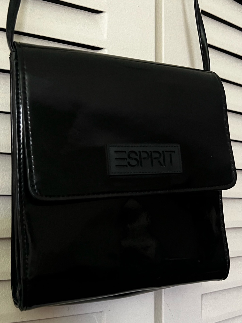 Esprit Black Glossy Patent Vintage Bag
